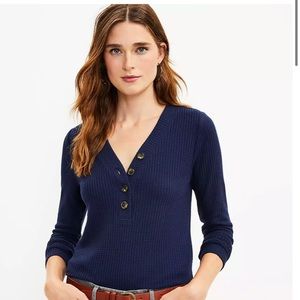 LOFT waffle Henley tee M